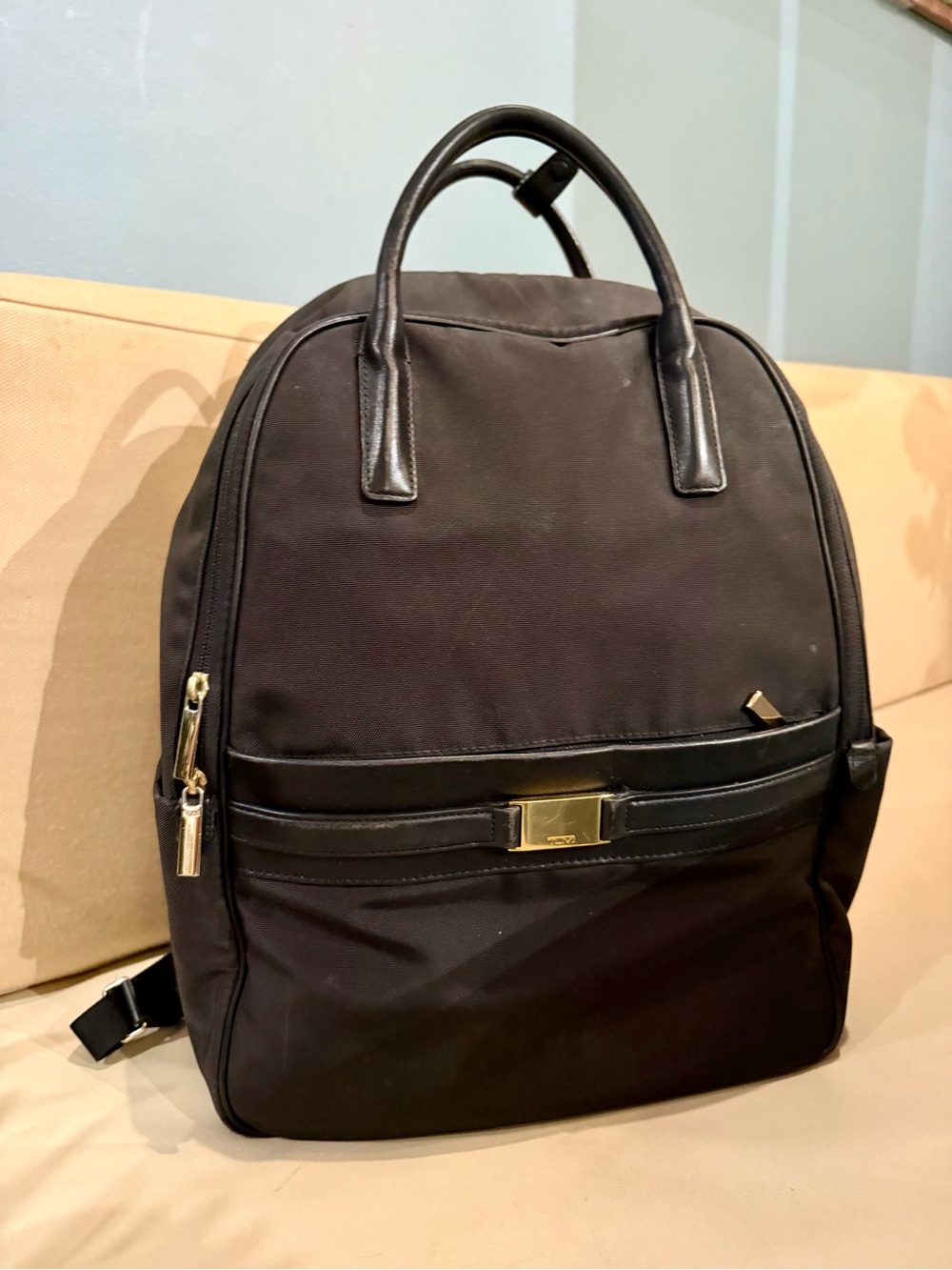 TUMI Women’s Laptop Backpack with Leather and Gold-toned Trim